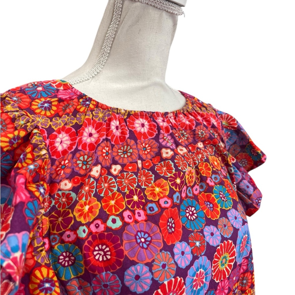 Pinch Boho Floral Midi Dress L Cotton Tiered Ruffle Sleeve Pockets - Picture 5 of 10